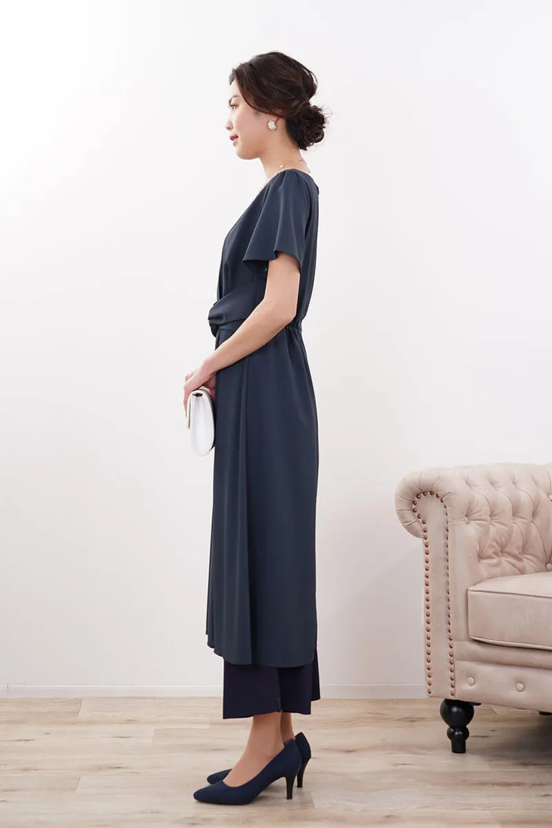 ダークグリーン×ネイビーのワンピースセットアップ