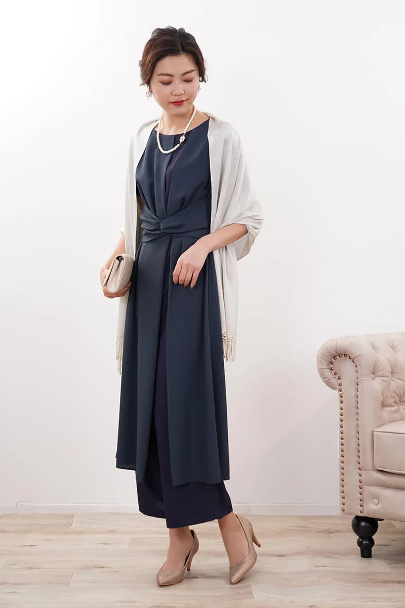 ダークグリーン×ネイビーのワンピースセットアップ