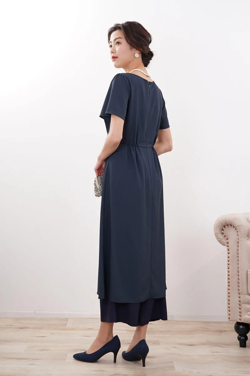 ダークグリーン×ネイビーのワンピースセットアップ