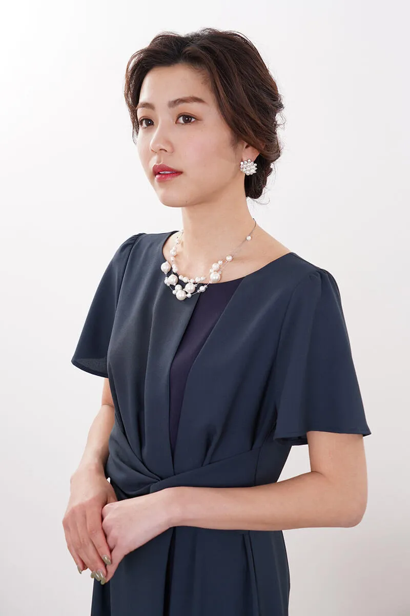 ダークグリーン×ネイビーのワンピースセットアップ