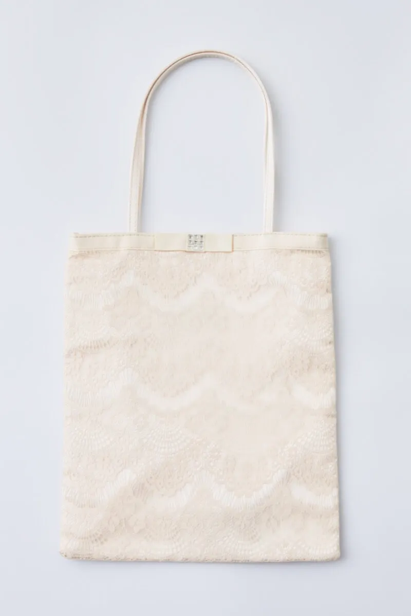 ベージュスカラップレースサブバッグ