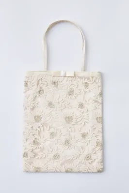 フラワーレースサブバッグ ベージュ