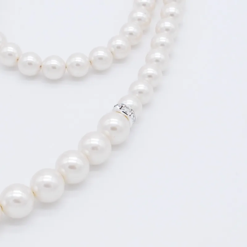 ポイントビジューの2連パールロングネックレス