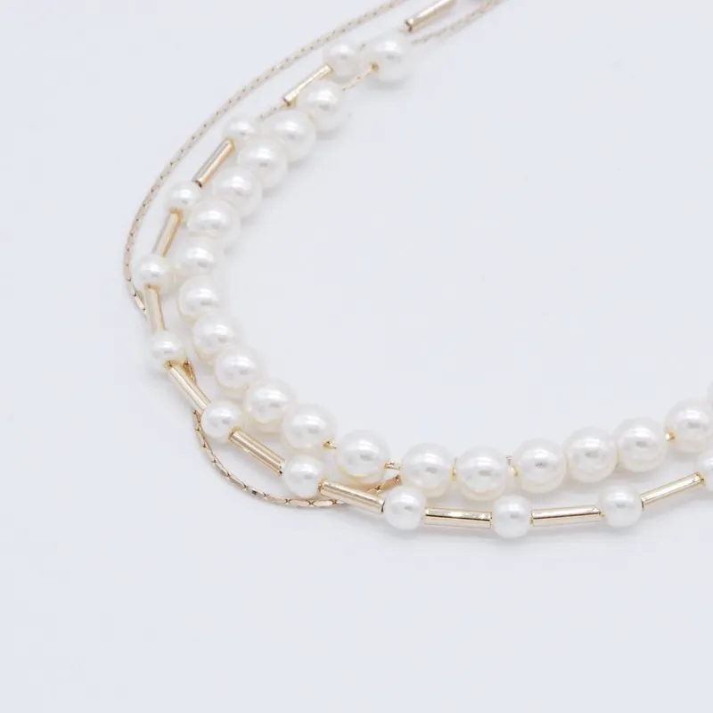 3連ベビーパールネックレス