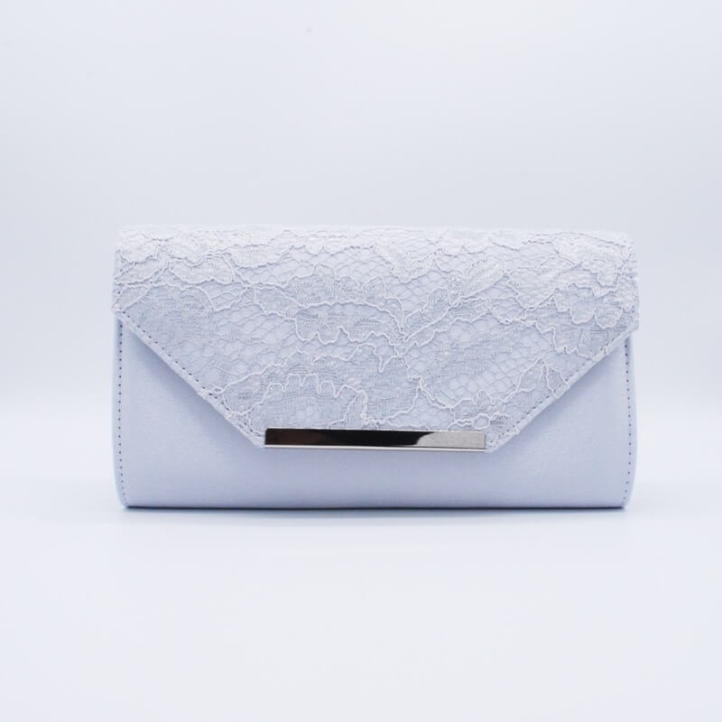 シルバーレース×プレートクラッチバッグ