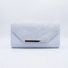 シルバーレース×プレートクラッチバッグ