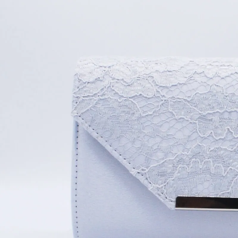 シルバーレース×プレートクラッチバッグ