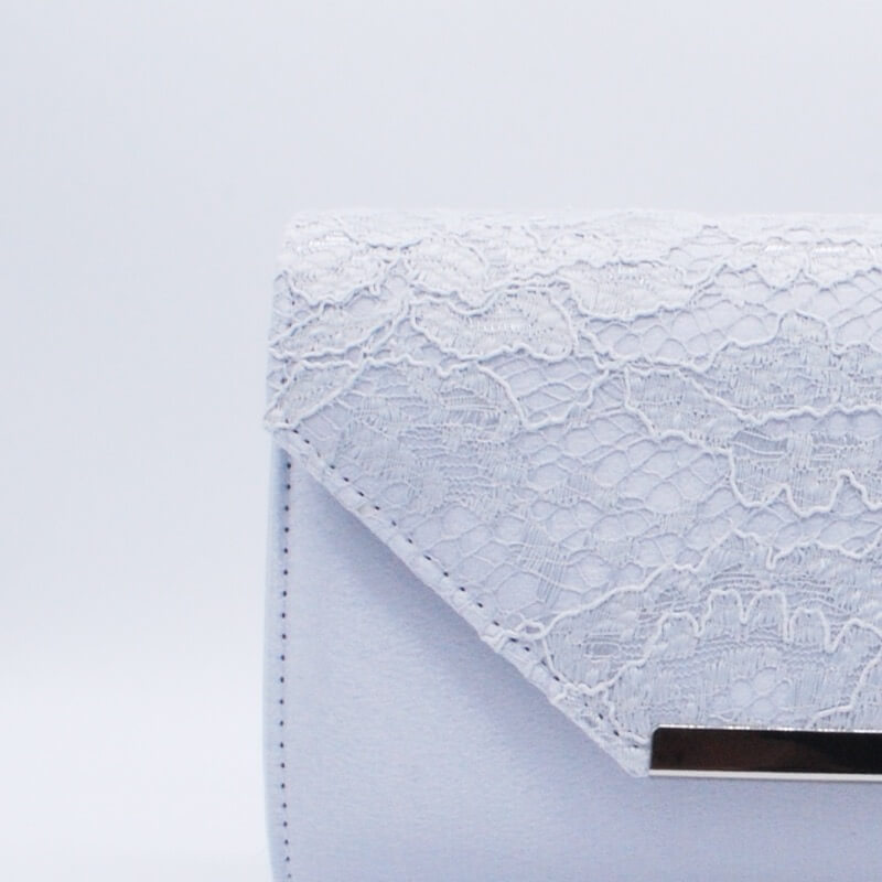 シルバーレース×プレートクラッチバッグ