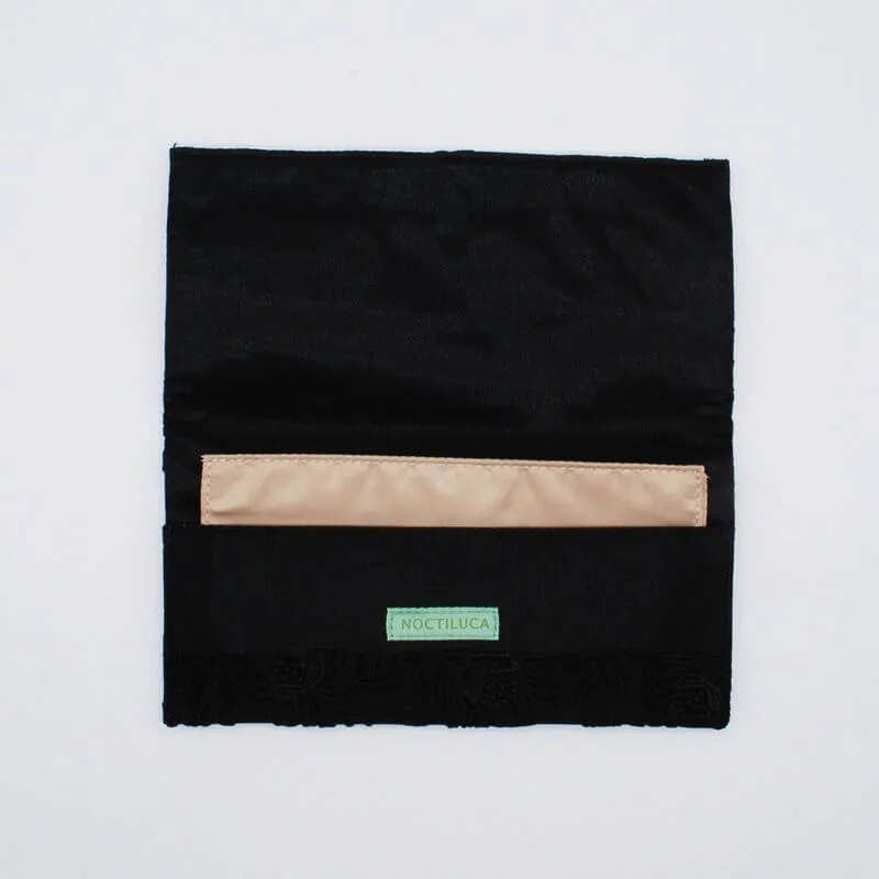 ブラックのフラワーレースふくさ