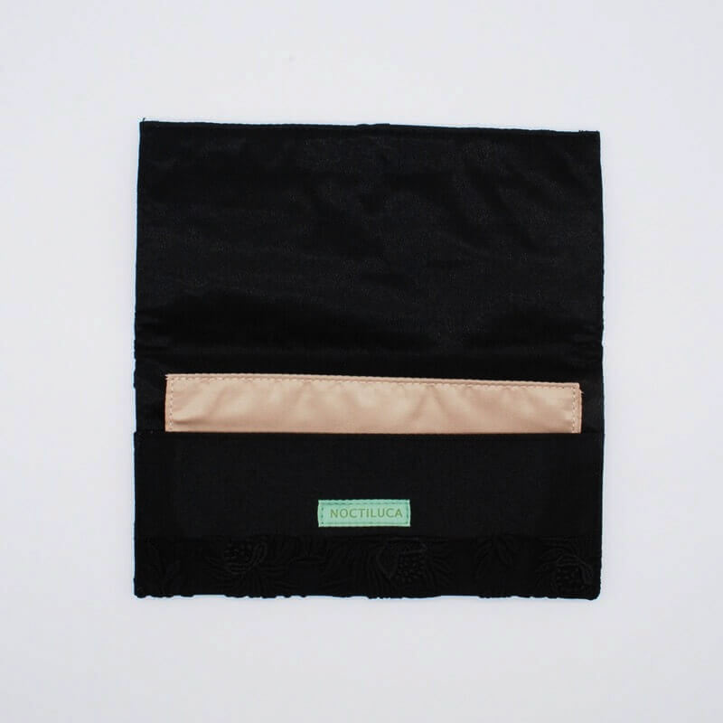 ブラックのフラワーレースふくさ