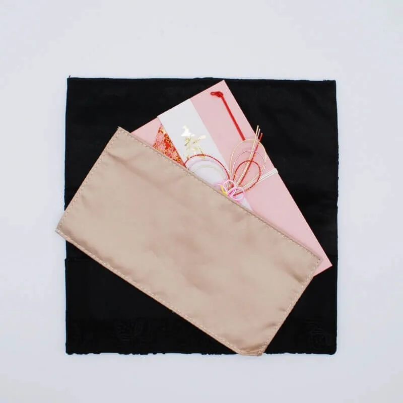 ブラックのフラワーレースふくさ