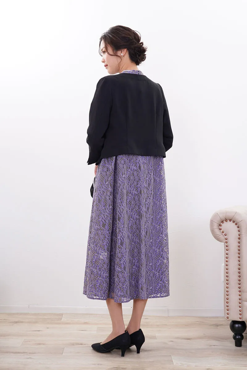 パープルのオールレースAラインドレス