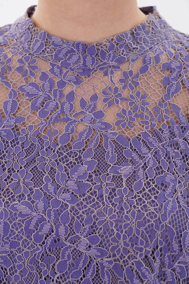 パープルのオールレースAラインドレス