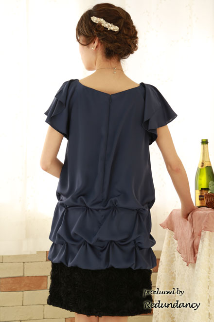 ネイビーのパールIラインドレス