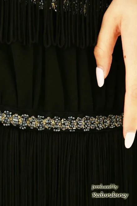 ブラックのビーズ刺繍フリンジドレス