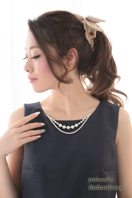 ネイビー×ブルーのドットチュールスカートドレス