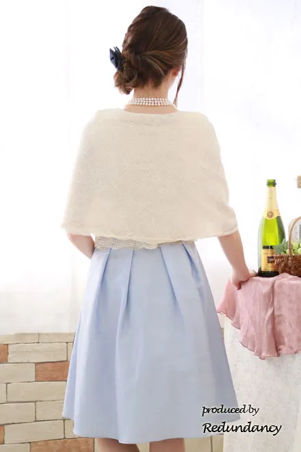 ベージュ×ブルーの切替パニエ入りドレスコーディネートセット