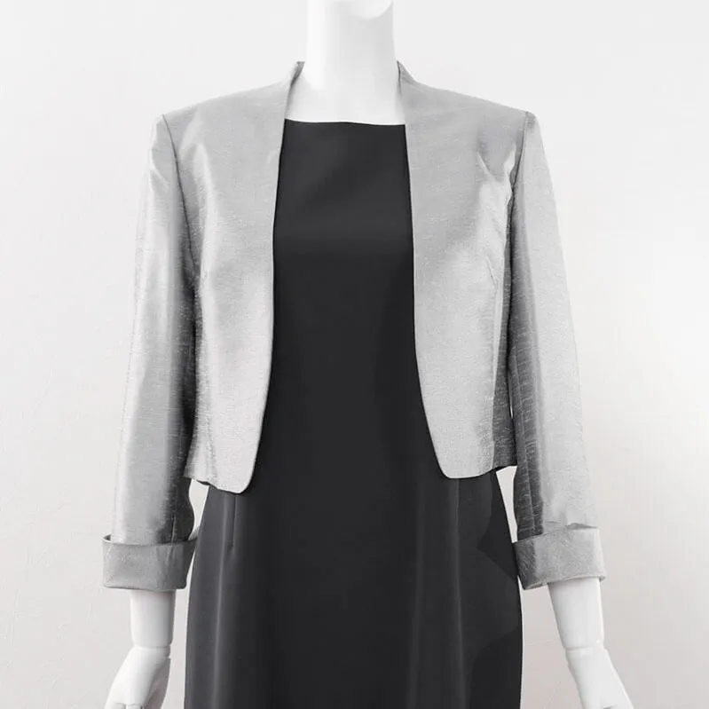 シルバーシャンタンの九分袖ボレロ