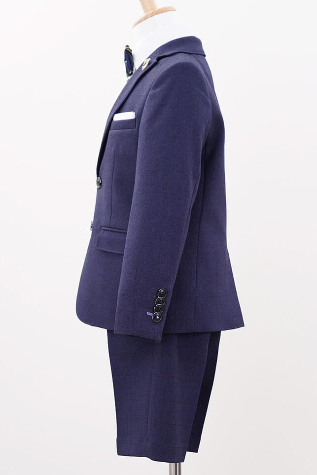 ネイビーのチェックシャツ付きキッズフォーマルセット