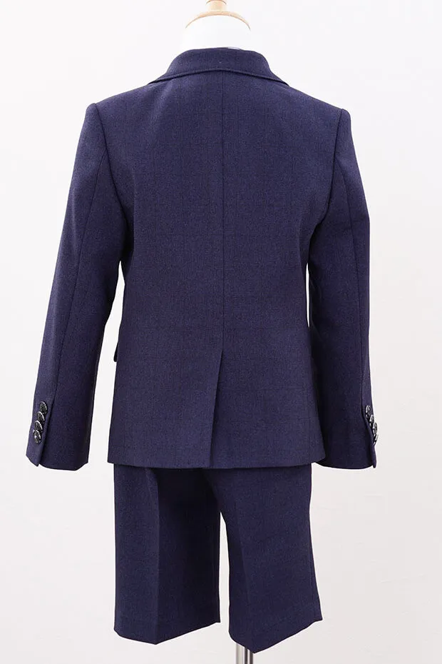 ネイビーのチェックシャツ付きキッズフォーマルセット