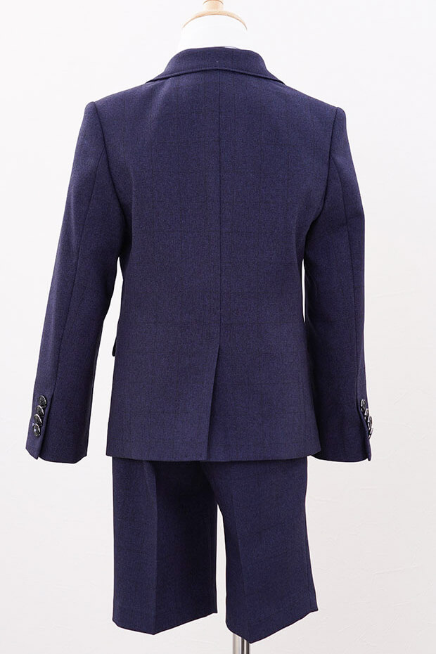 ネイビーのチェックシャツ付きキッズフォーマルセット