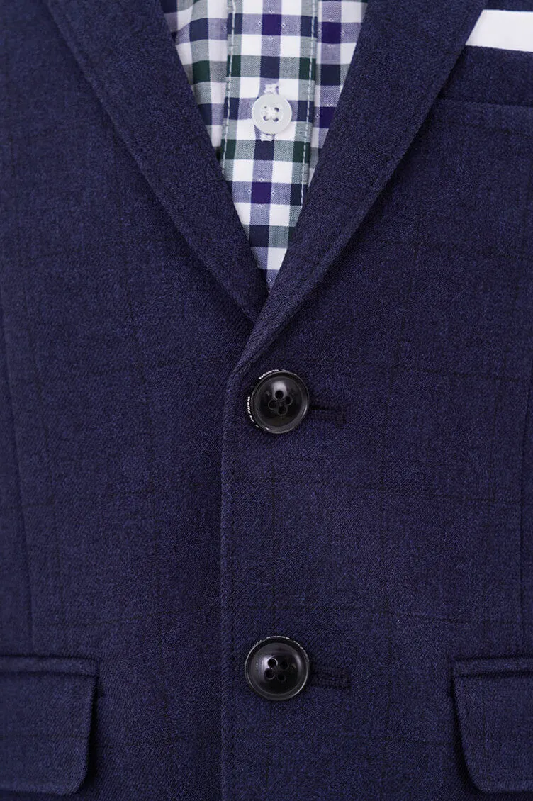 ネイビーのチェックシャツ付きキッズフォーマルセット