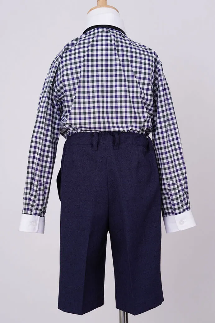 ネイビーのチェックシャツ付きキッズフォーマルセット