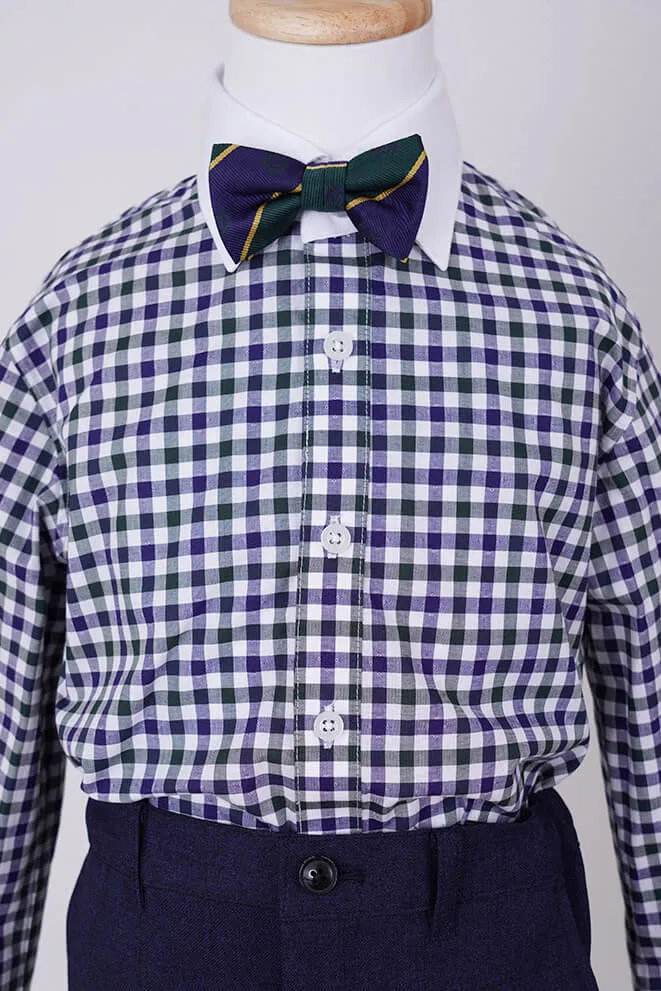 ネイビーのチェックシャツ付きキッズフォーマルセット