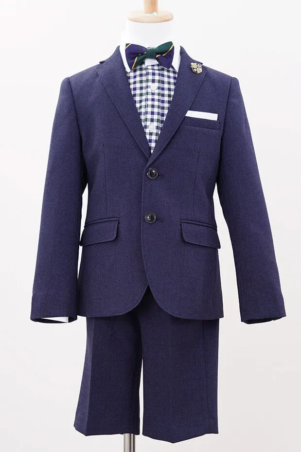 ネイビーのチェックシャツ付きキッズフォーマルセット