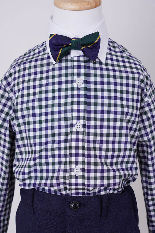 ネイビーのチェックシャツ付きキッズフォーマルセット