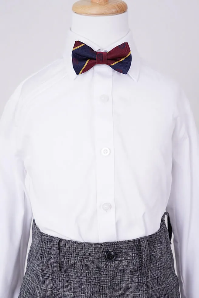 グレーのチェック柄ボウタイ付きキッズフォーマルセット