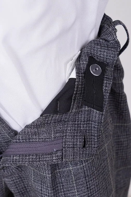 グレーのチェック柄ボウタイ付きキッズフォーマルセット