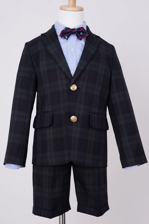 ブラックのチェック×ボウタイキッズフォーマルセット