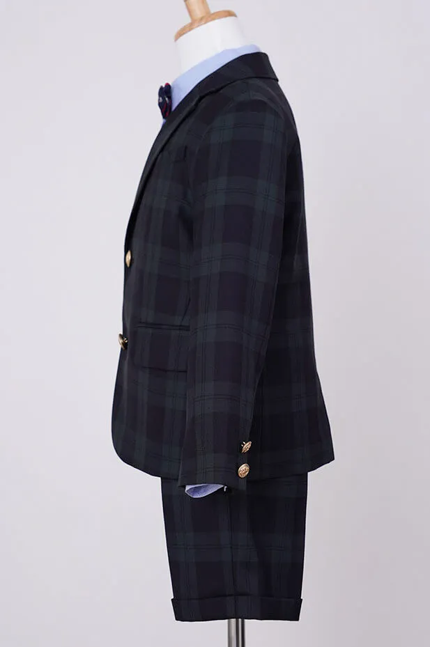 ブラックのチェック×ボウタイキッズフォーマルセット