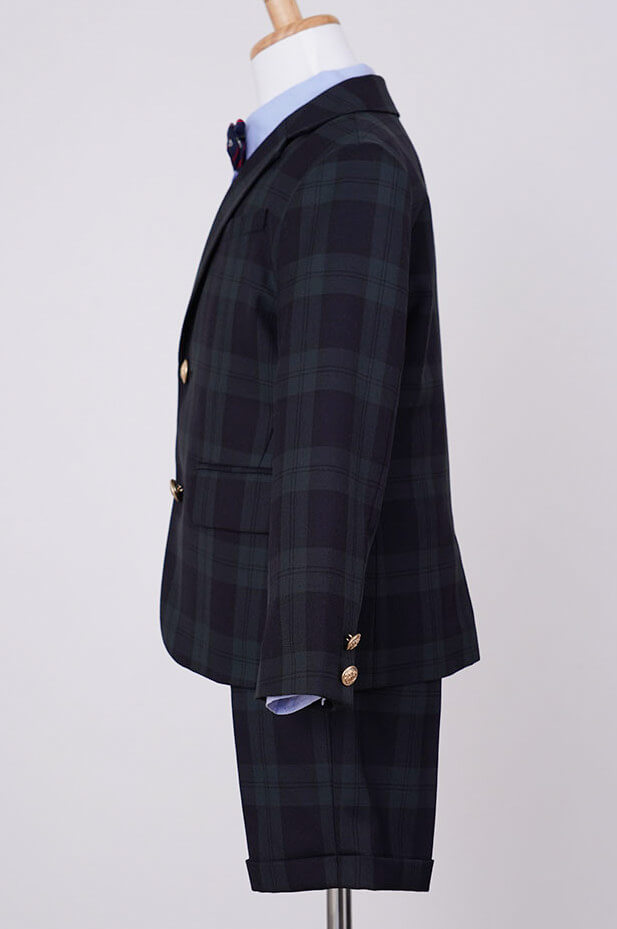 ブラックのチェック×ボウタイキッズフォーマルセット