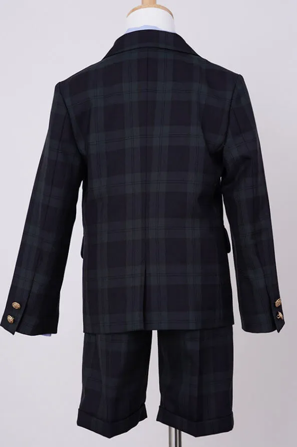 ブラックのチェック×ボウタイキッズフォーマルセット