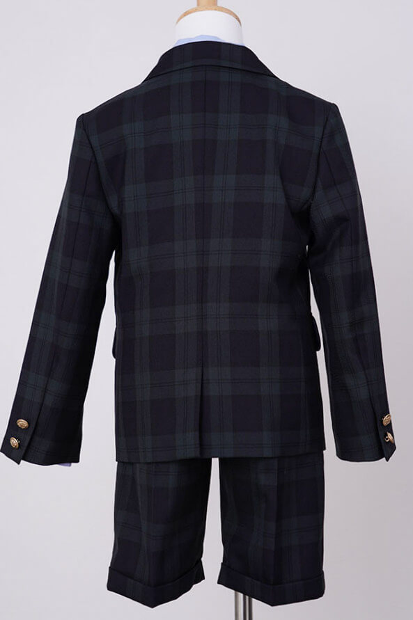 ブラックのチェック×ボウタイキッズフォーマルセット