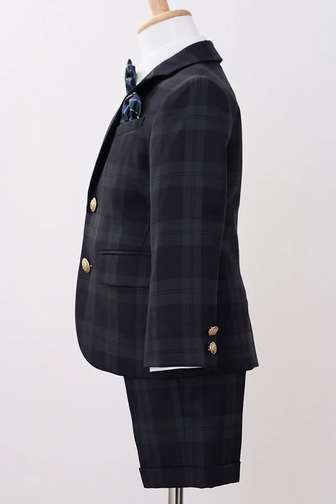 ブラックのチェック×ボウタイキッズフォーマルセット