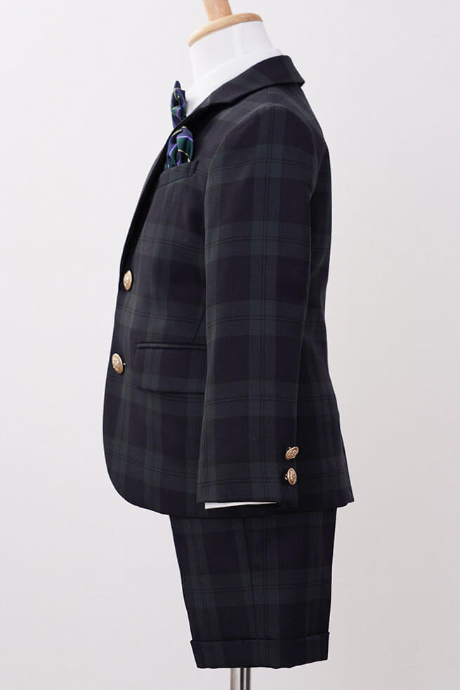 ブラックのチェック×ボウタイキッズフォーマルセット