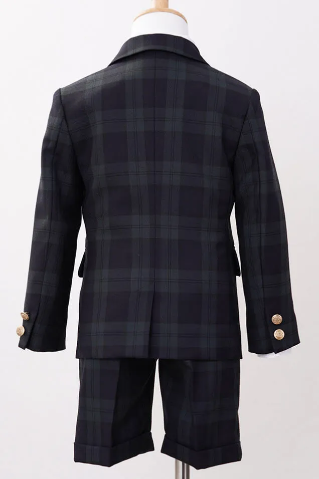 ブラックのチェック×ボウタイキッズフォーマルセット