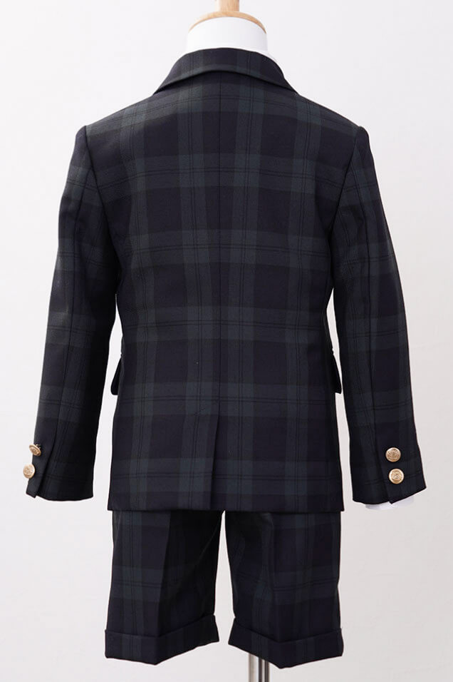 ブラックのチェック×ボウタイキッズフォーマルセット