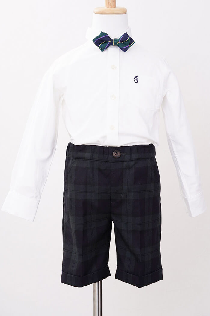 ブラックのチェック×ボウタイキッズフォーマルセット