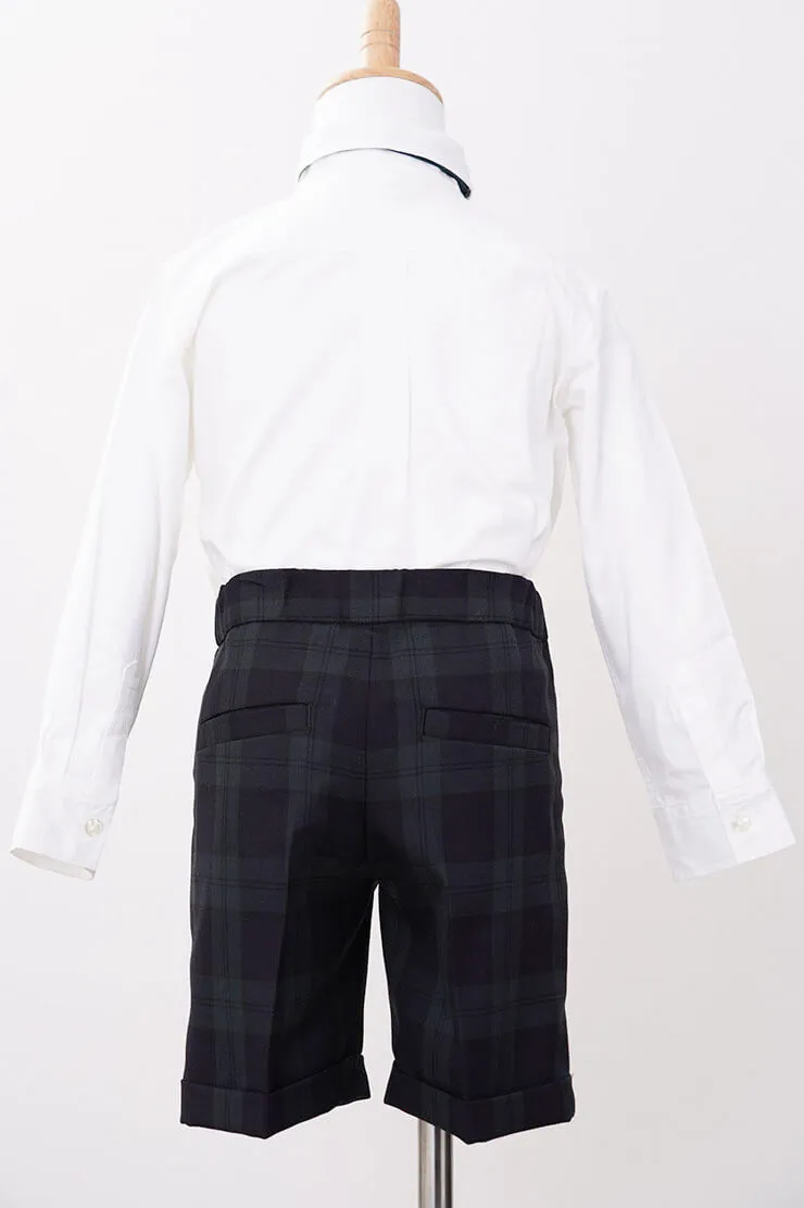 ブラックのチェック×ボウタイキッズフォーマルセット