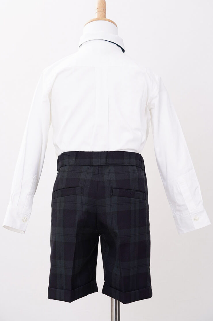 ブラックのチェック×ボウタイキッズフォーマルセット