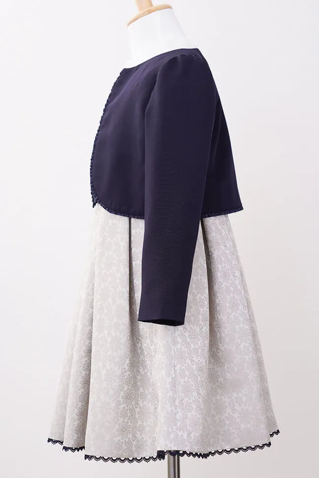 ベージュのレース×ジャガードキッズフォーマルセット