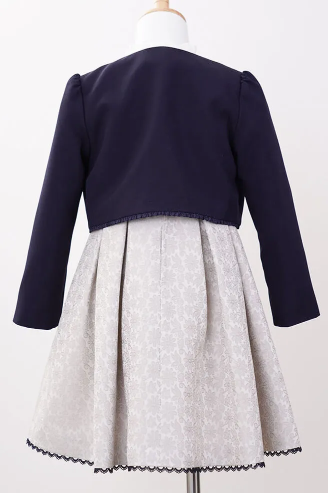 ベージュのレース×ジャガードキッズフォーマルセット