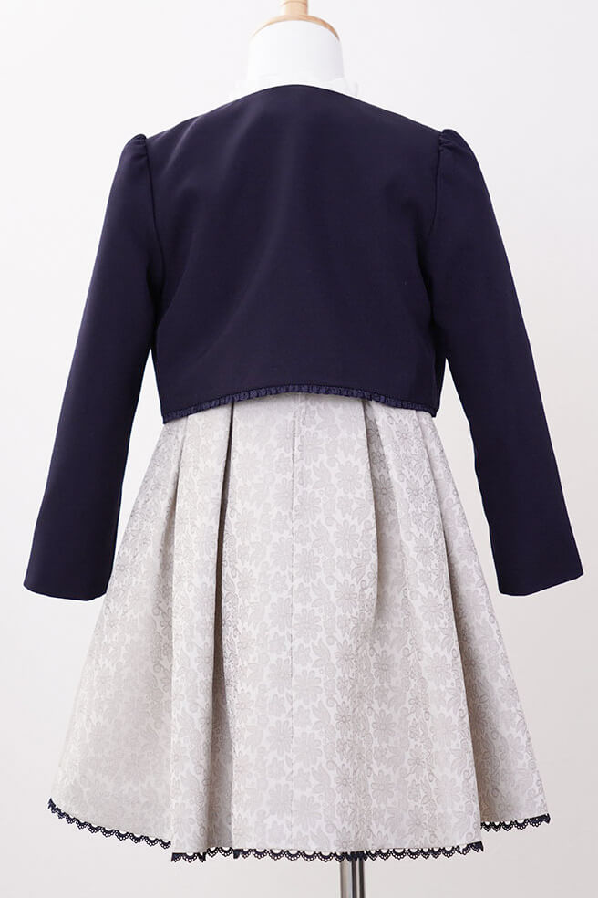 ベージュのレース×ジャガードキッズフォーマルセット