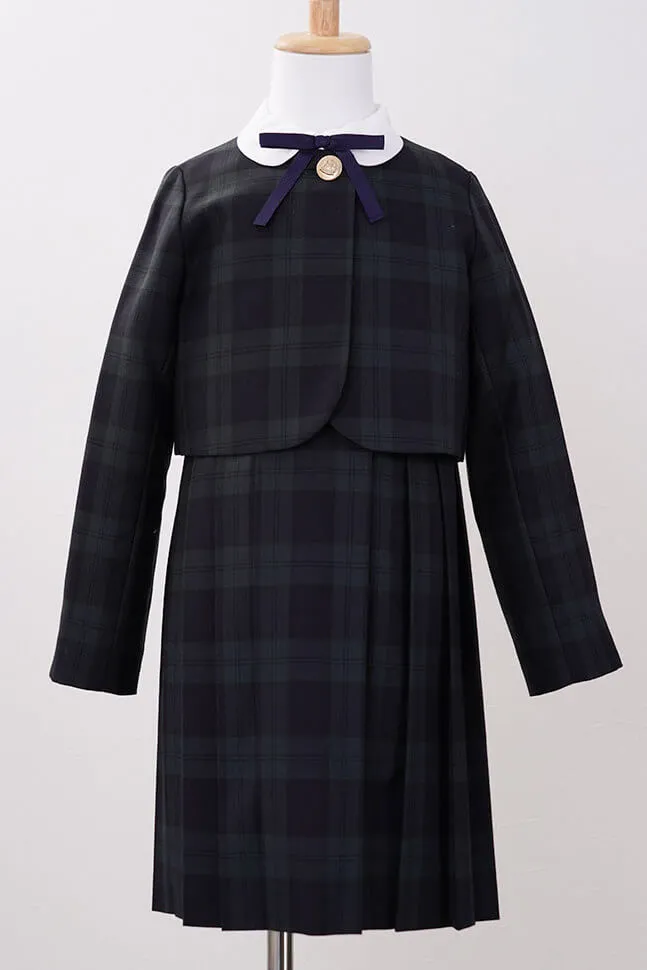 グリーンのチェックのボレロキッズフォーマルセット