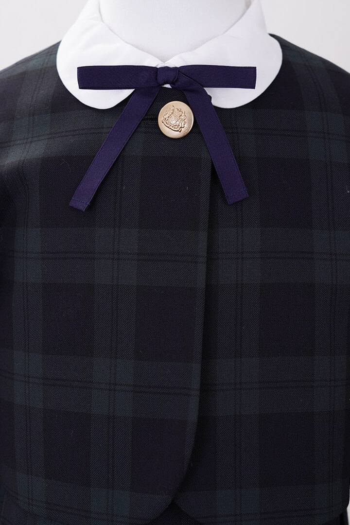 グリーンのチェックのボレロキッズフォーマルセット