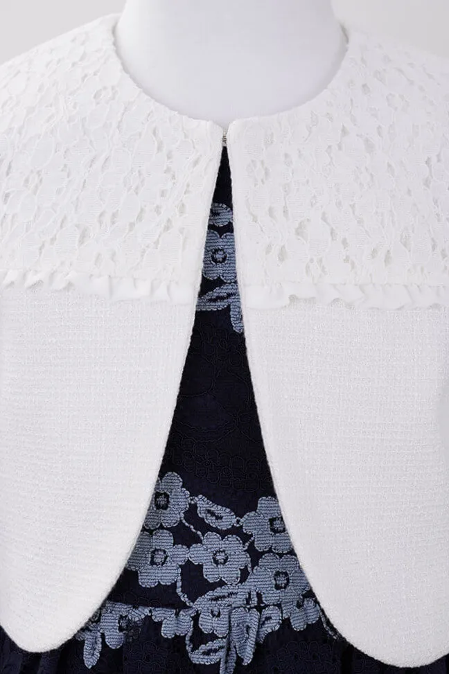 ネイビーの花柄レースキッズフォーマルセット